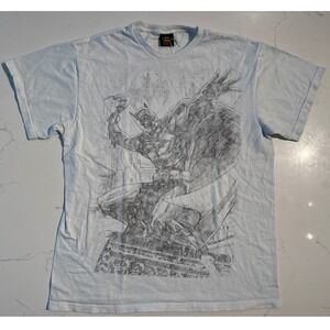 Mens Batman Sketch Graphic T Shirt White Short Sleeve DC Comics Hero Tee